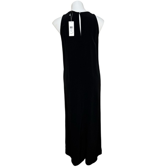 Eileen Fisher round neck black maxi dress slit in front size small minimalist - Picture 2 of 5